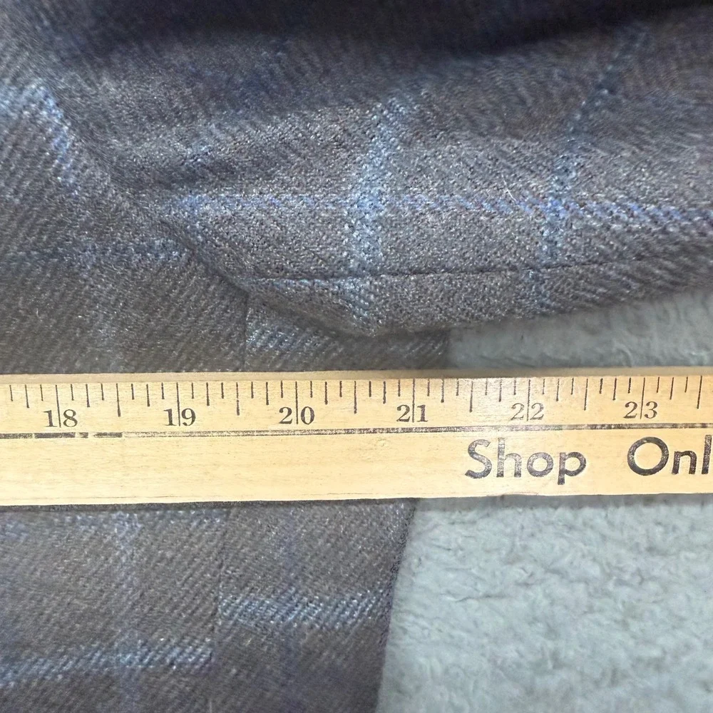 Lauren Ralph Lauren Blazer Mens 42R Brown Blue Windowpane Plaid 100% Wool Jacket